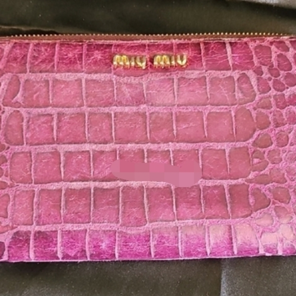 Miu Miu Vibrant Purple Croc-Embossed Wallet